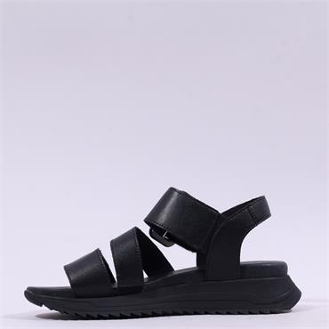 Rieker 3 Strap Buckle Sandal - Black